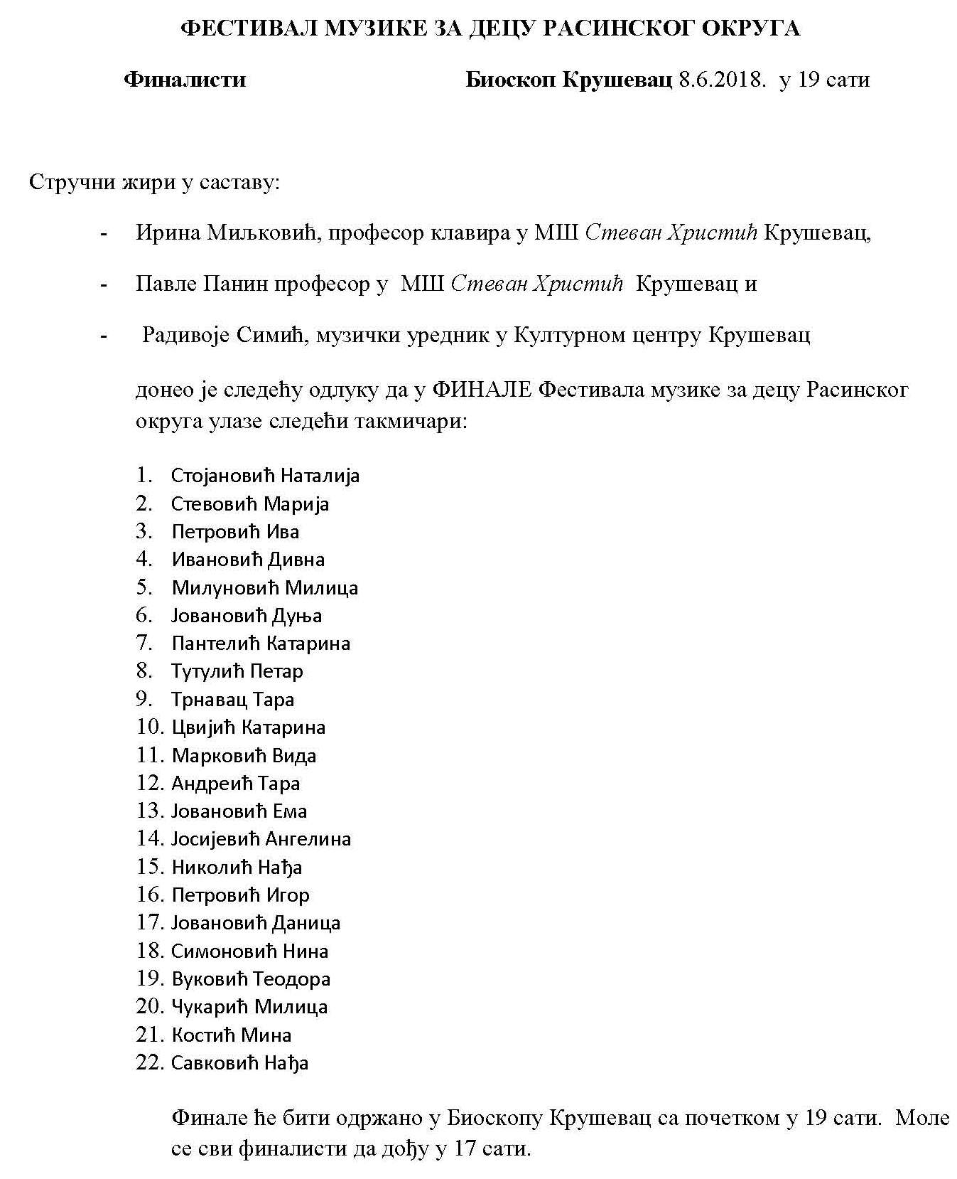 Гокси ФЕТИВАЛ МУЗИКЕ ЗА ДЕЦУ РАСИНСКОГ ОКРУГА